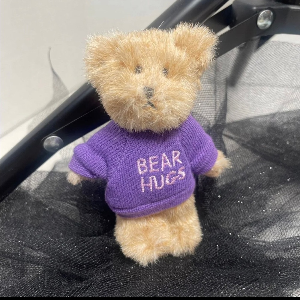 Vintage Retired Boyds Bear Mini Near Hugs plush bear 4” with key fob
